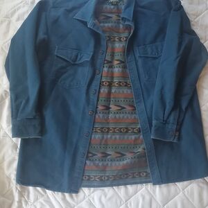 Cabela's Teal Jacket with Neat Pattern Lining